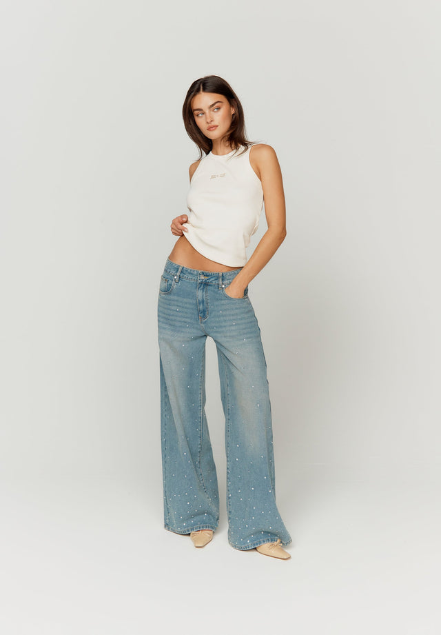 CRYSTALLISED WIDE LEG DENIM