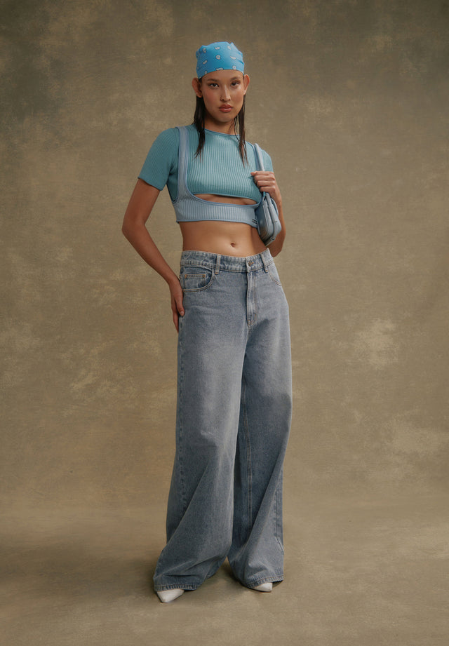 CLASSIC BLUE WIDE LEG DENIM