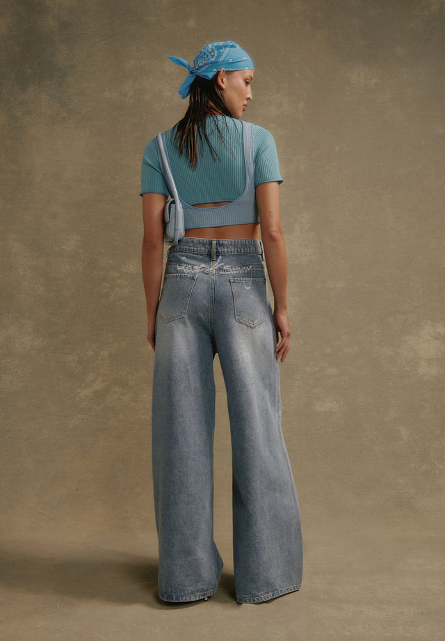 CLASSIC BLUE WIDE LEG DENIM