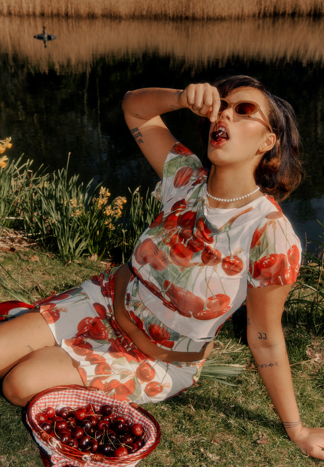 THE CHERRY MESH TOP