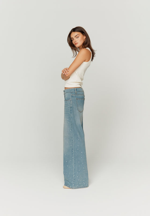 CRYSTALLISED WIDE LEG DENIM