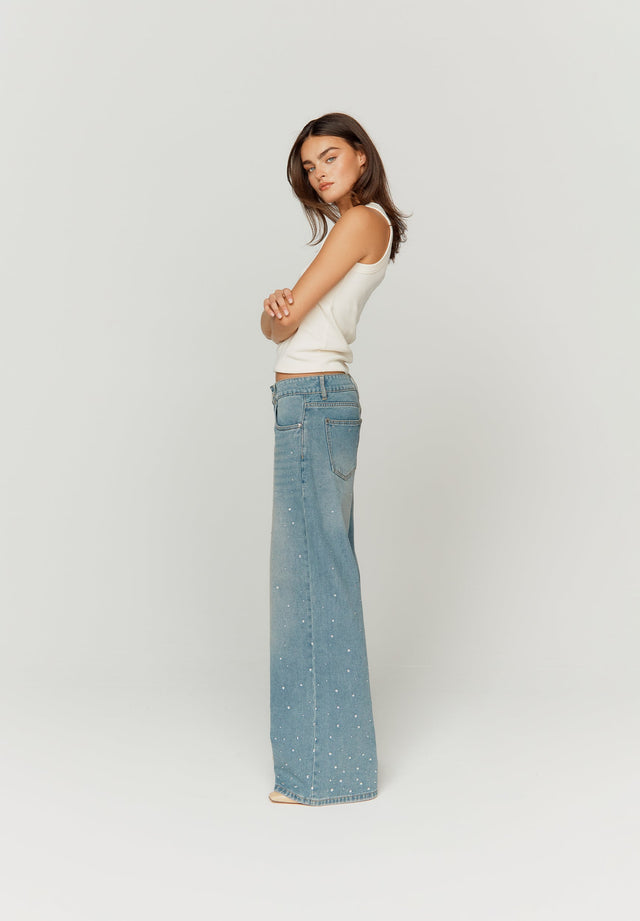 CRYSTALLISED WIDE LEG DENIM
