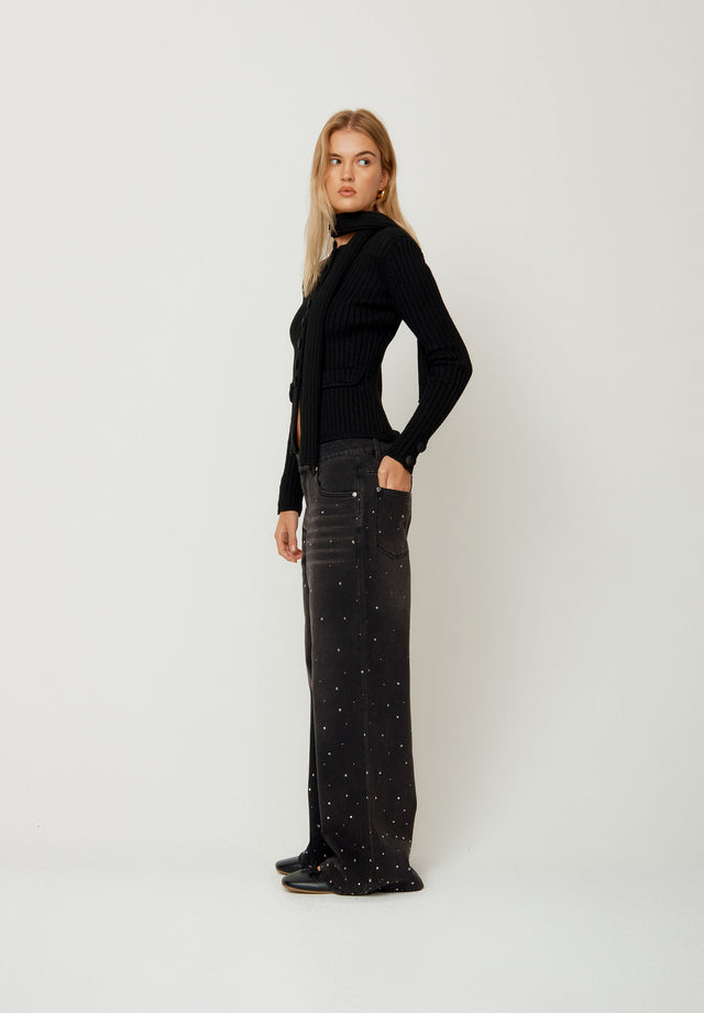 CRYSTALLISED WIDE LEG DENIM