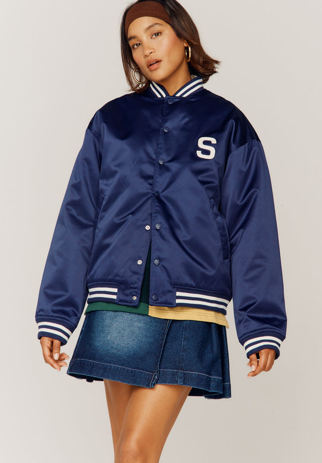 SATIN CLUB VARSITY BOMBER