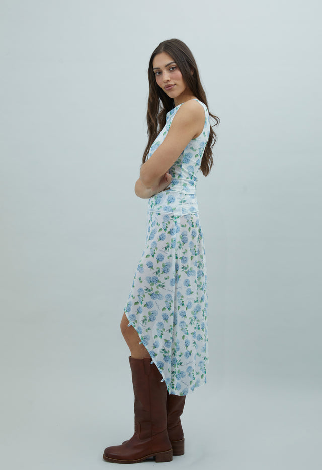 HYDRANGEA ASYMETRIC MESH SKIRT