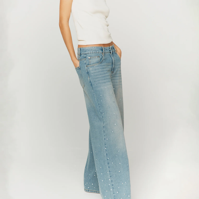 CRYSTALLISED WIDE LEG DENIM
